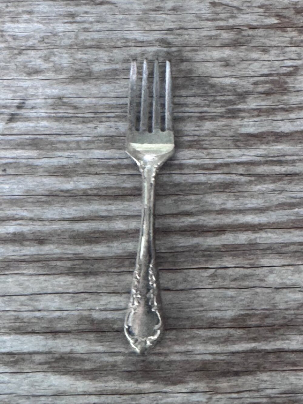 Sterling Silver Baby Fork Brooch Pin S.B. Floral Flatware Jewelry 3.15g